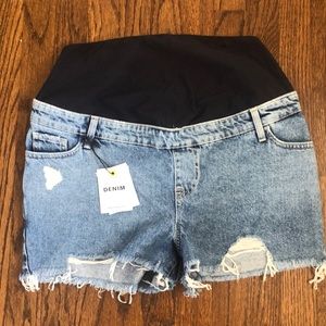 ASOS maternity Distressed Jean shorts.